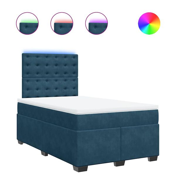 vidaXL Cama box spring con colch&oacute;n terciopelo azul 120x200 cm