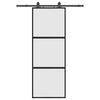 vidaXL Puerta corredera con herrajes negro 76x205 cm vidrio templado