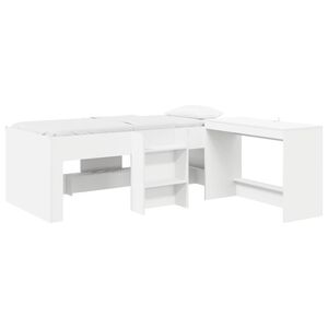 vidaXL Cama alta para ni&ntilde;os con escritorio 2 uds. Blanco