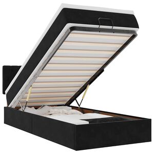 vidaXL Estructura cama otomana colch&oacute;n terciopelo negra 90x190 cm