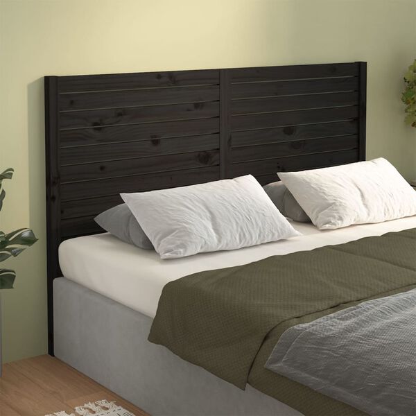 vidaXL Cabecero de cama madera maciza de pino negro 141x4x100 cm