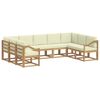 vidaXL Conjunto de sof&aacute;s de exterior 9 uds. Blanco y Crema