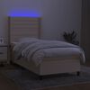 vidaXL Cama box spring colch&oacute;n y luces LED tela crema 100x200 cm