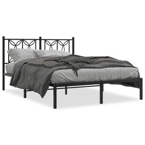 vidaXL Estructura cama sin colchón con cabecero metal negro 135x190 cm