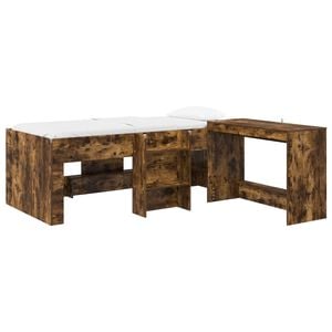vidaXL Cama alta para ni&ntilde;os con escritorio 2 uds. Roble Ahumado