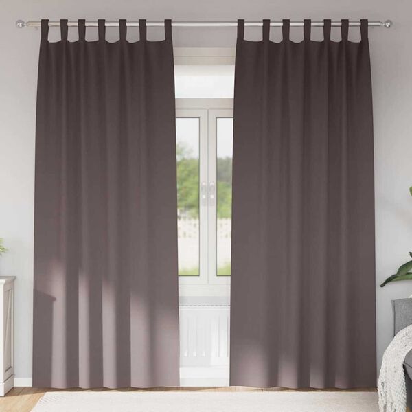 vidaXL Cortinas Opacas con Anillas 2 pcs Marr&oacute;n Oscuro 260 x 140 cm