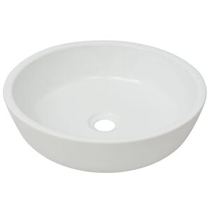 vidaXL Lavabo redondo de cer&aacute;mica blanco 42x12 cm