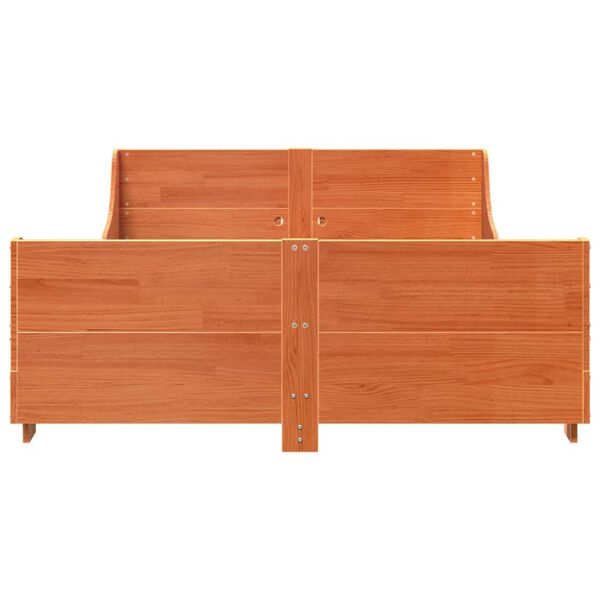 vidaXL Cama sin colch&oacute;n madera maciza de pino marr&oacute;n cera 140x190 cm