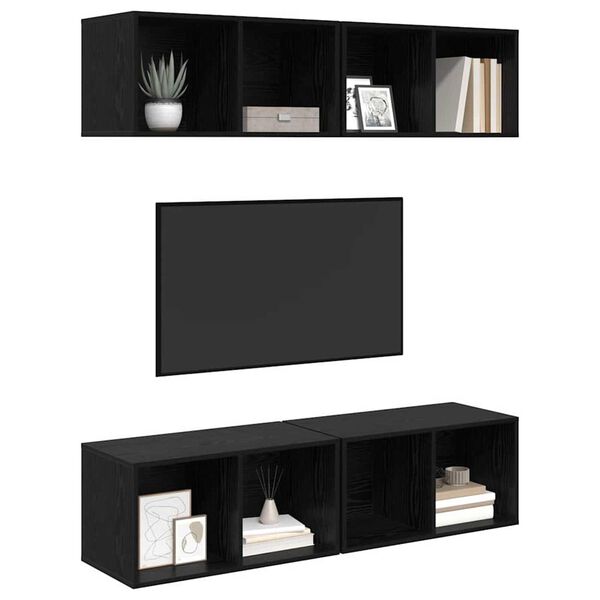 vidaXL Conjunto de mueble de TV 4 pcs Roble Negro 37 x 37 x 72 cm