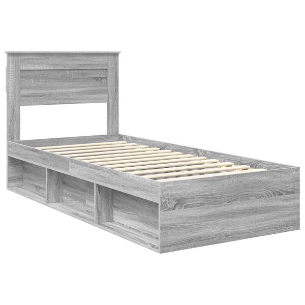 vidaXL Estructura de cama con cabecera Gris Sonoma 100 x 200 cm