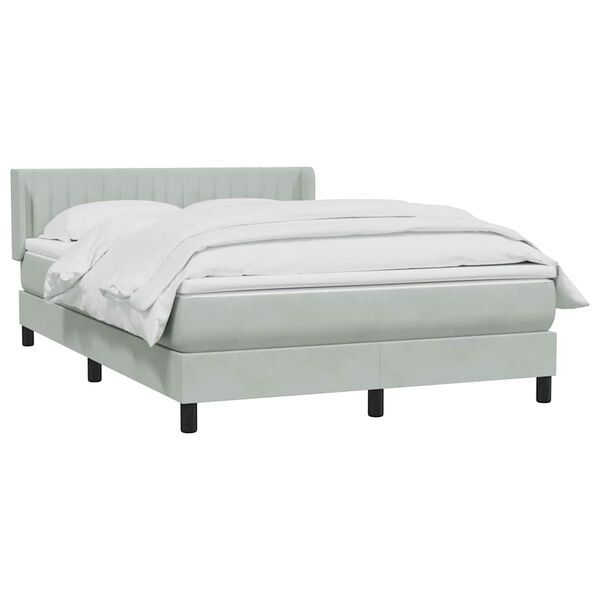 vidaXL Cama box spring con colch&oacute;n terciopelo gris claro 140x210 cm