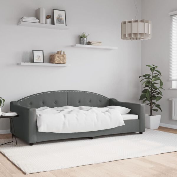 vidaXL Sof&aacute; cama sin colch&oacute;n tela gris oscuro 90x190 cm