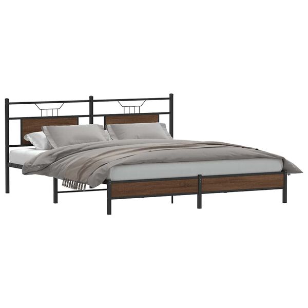 vidaXL Estructura de cama sin colch&oacute;n roble marr&oacute;n 183x213 cm