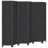 vidaXL Biombo separador de 6 paneles madera maciza Paulownia negro