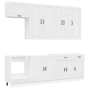 vidaXL Unidad de cocina PORTO 8 uds. Blanco Brillante