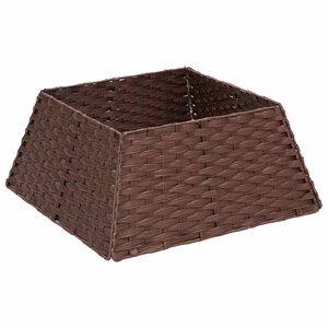 vidaXL Collar para &aacute;rbol de Navidad Cuadrado Marr&oacute;n Oscuro