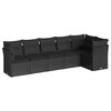 vidaXL Set de sof&aacute;s de jard&iacute;n 6 piezas y cojines rat&aacute;n sint&eacute;tico negro