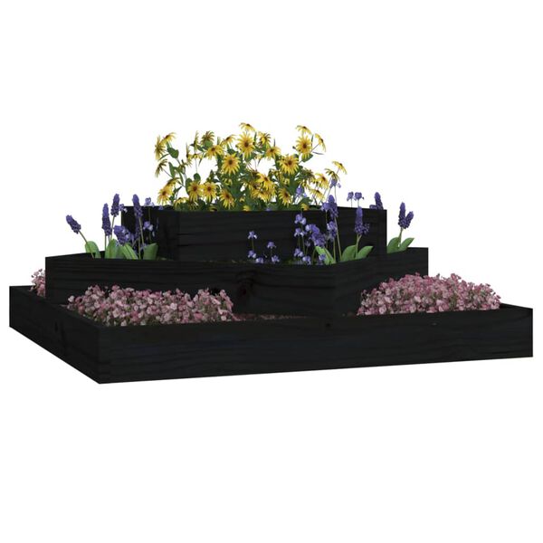 vidaXL Jardinera de madera maciza de pino negro 83x83x27 cm
