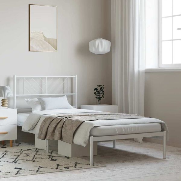 vidaXL Estructura cama sin colchón con cabecero metal blanco 100x200cm