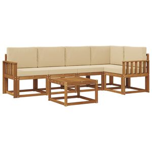 vidaXL Conjunto de sof&aacute;s de exterior con coj&iacute;n 6 pcs Natural y Beige