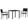 vidaXL Conjunto de Comedor de Jard&iacute;n 3 pcs Negro rat&aacute;n sint&eacute;tico