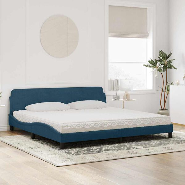vidaXL Cama con colch&oacute;n Dover terciopelo azul oscuro 200x200 cm