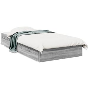 vidaXL Cama con cajones madera ingenier&iacute;a gris Sonoma 90x200 cm