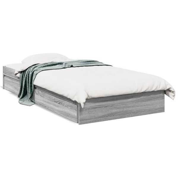 vidaXL Cama con cajones madera ingenier&iacute;a gris Sonoma 90x200 cm