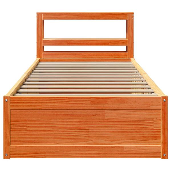 vidaXL Estructura cama con cabecero madera pino marr&oacute;n cera 90x200 cm