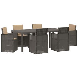vidaXL Conjunto de Comedor de Jard&iacute;n 7 uds. Gris Claro y Taupe PP