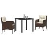vidaXL Conjunto de Comedor de Jard&iacute;n 3 pcs Marr&oacute;n rat&aacute;n sint&eacute;tico