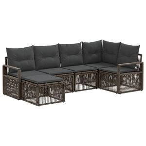 vidaXL Conjunto de sof&aacute;s de jard&iacute;n 6 uds. Gris rat&aacute;n sint&eacute;tico