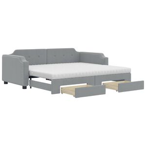 vidaXL Sof&aacute; cama nido con cajones tela gris claro 80x200 cm