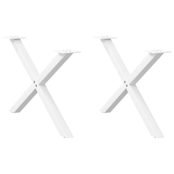 vidaXL Patas para mesa de centro en forma de X (2 unidades), color blanco, 70 x (42-43) cm, acero