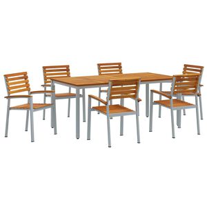 vidaXL Conjunto de Comedor de Jard&iacute;n 7 pcs Gris