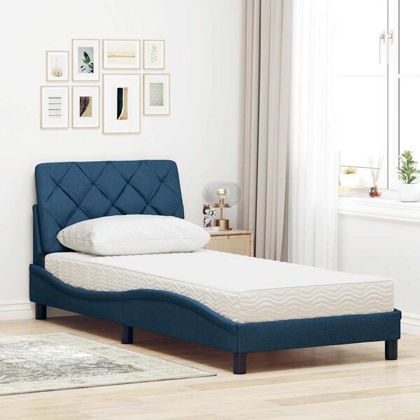 vidaXL Cama con colch&oacute;n tela azul 80x200 cm