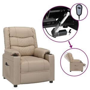 vidaXL Sill&oacute;n reclinable el&eacute;ctrico de cuero sint&eacute;tico color capuchino