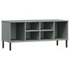 vidaXL Zapatero con patas metal OSLO madera maciza gris 106x35x45 cm