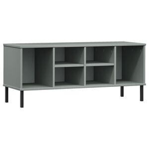 vidaXL Zapatero con patas metal OSLO madera maciza gris 106x35x45 cm