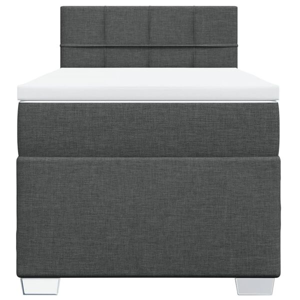 vidaXL Cama box spring con colch&oacute;n tela gris oscuro 90x190 cm