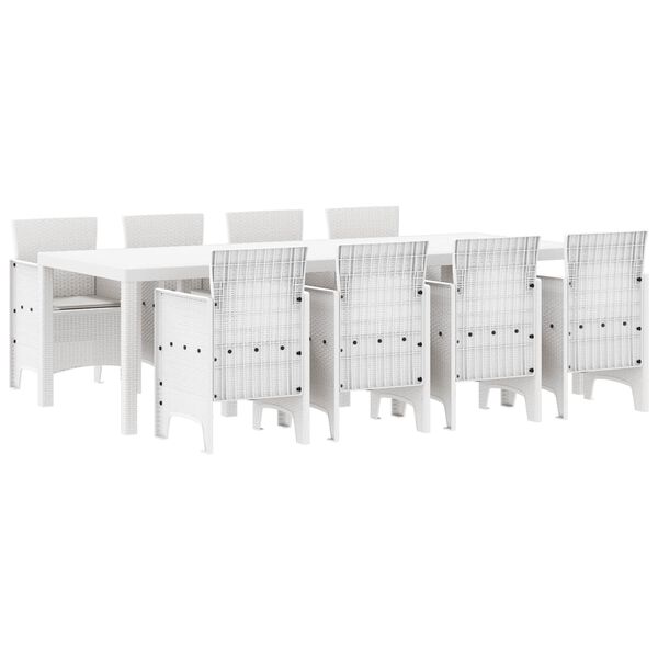 vidaXL Conjunto de Comedor de Jardín 9 pcs Blanco Ratan Polt