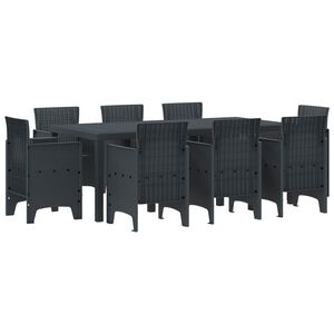 vidaXL Conjunto de Comedor de Jard&iacute;n 9 pcs Antracita Polipropileno