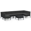 vidaXL Set de muebles de jard&iacute;n 8 pzas y cojines rat&aacute;n sint&eacute;tico negro