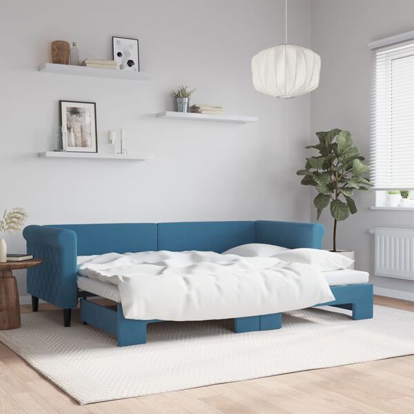 vidaXL Sof&aacute; cama nido terciopelo azul 80x200 cm