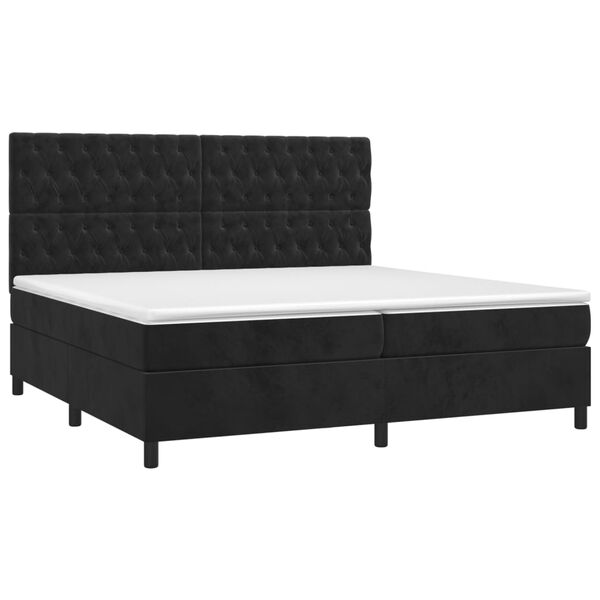 vidaXL Cama box spring con colch&oacute;n terciopelo negro 200x200 cm