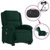 vidaXL Sill&oacute;n masaje reclinable elevable terciopelo verde oscuro