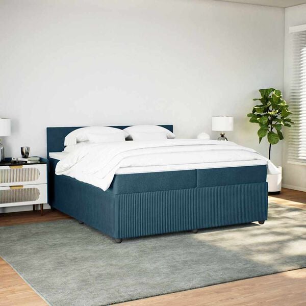 vidaXL Cama box spring con colch&oacute;n terciopelo azul 200x200 cm