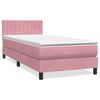 vidaXL Cama box spring con colch&oacute;n y LED terciopelo rosa 100x210 cm