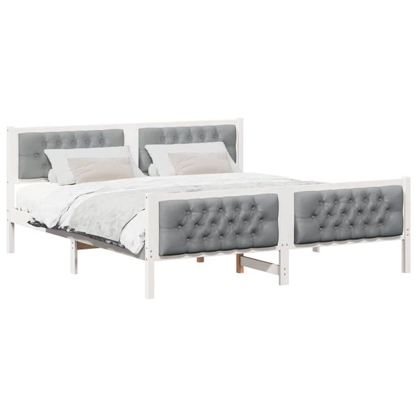 vidaXL Estructura de cama con cabecera Gris Claro 160 x 200 cm
