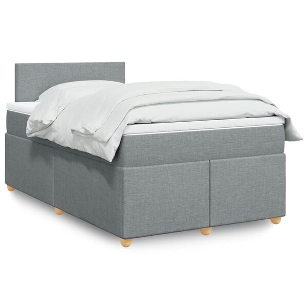 vidaXL Cama box spring con colch&oacute;n tela gris claro 120x200 cm